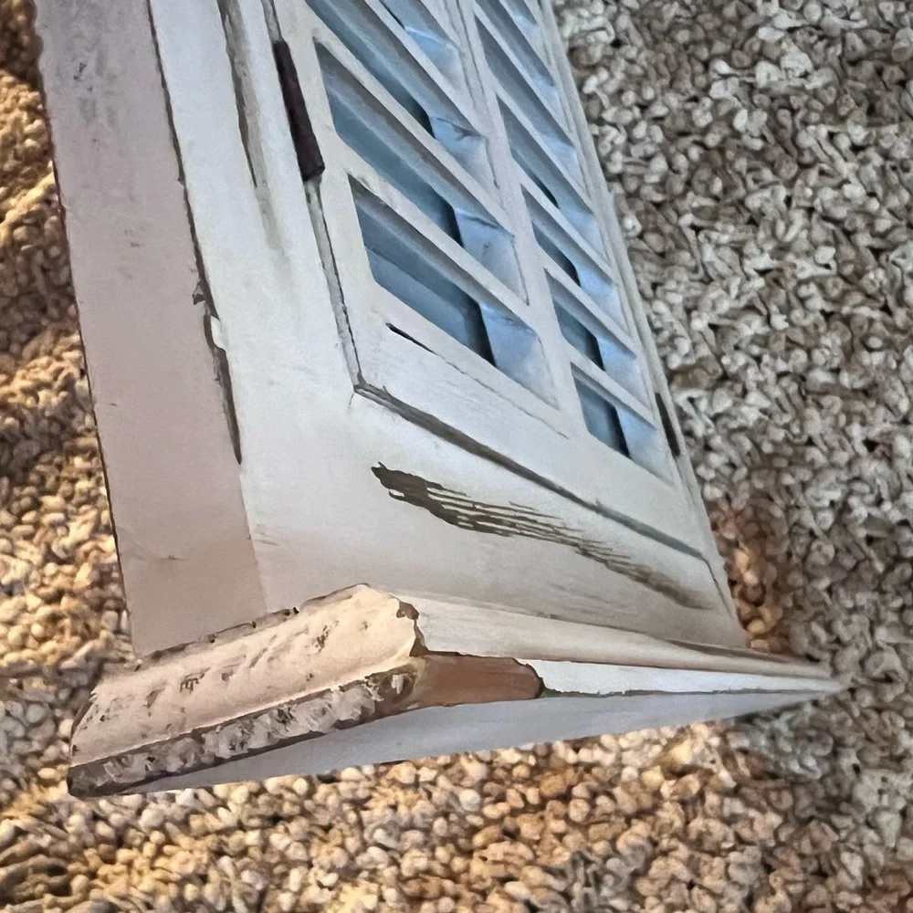 Rustic White Shuttered Wall mirror, weathered distressed wood shutter